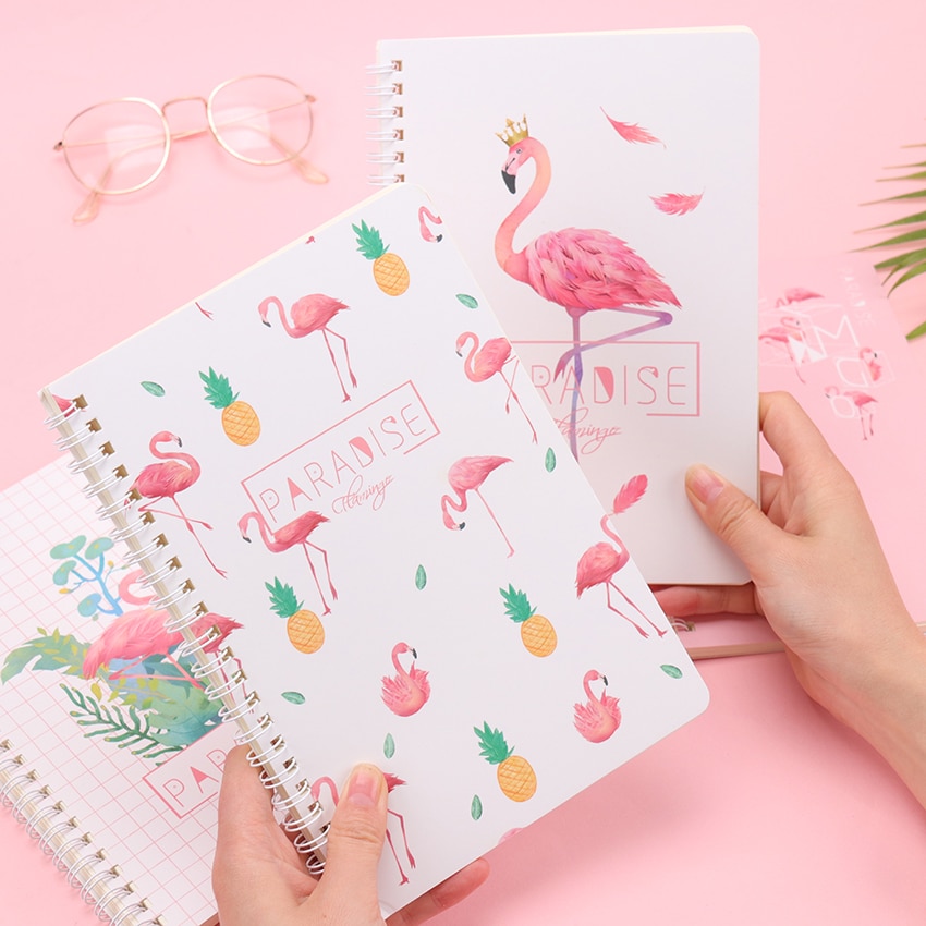 1Pc Briefpapier Flamingo Notepad A5 Notebook Kleine Verse Coils Deze Hand Grootboek Student Levert 120 Pagina 'S