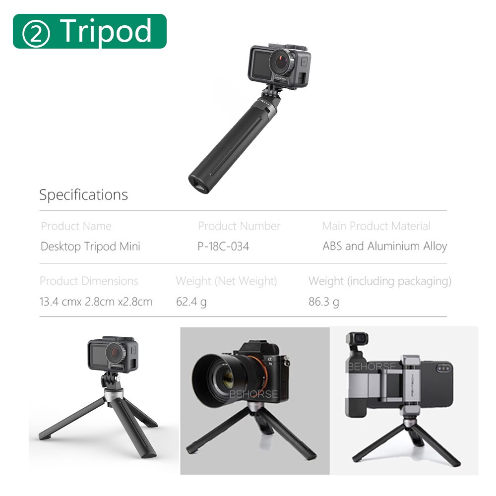 PGYTECH DJI Osmo Action Tripod Selfie Stick 1/4 Mount Hand Grip & Tripod for DJI OSMO ACTION Camera Accessory
