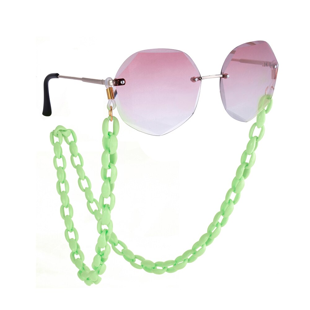 Teamer Mode Acryl Leesbril Ketting Voor Vrouwen Zonnebril Ketting Bandjes Cords Hals-Keten Lanyard Brillen Touw: 7 green-Gold