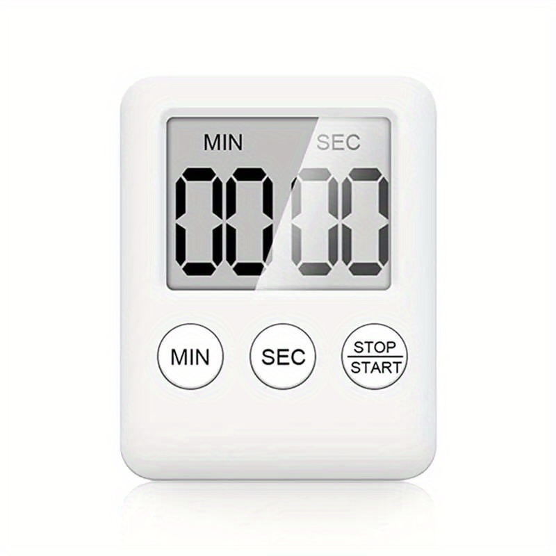 Kitchen Timer Magnetic Cooking Digital LED Display Loud Alarm Minute Second Count Up Countdown Countup Boiling Eggs Timer: WHITE
