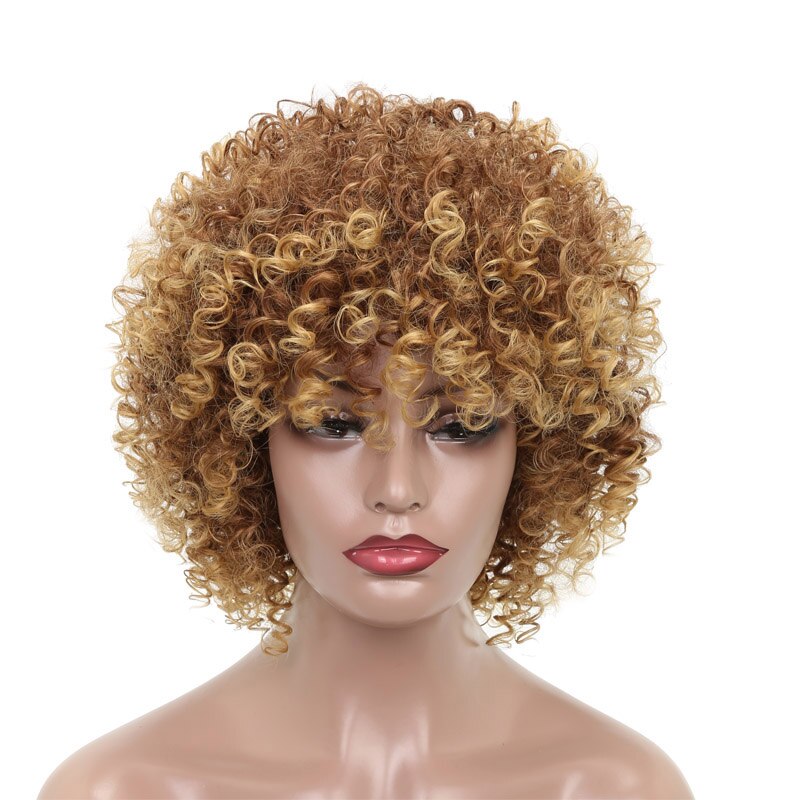 LISI HAIR Short Curly Hair Blond Brown Color Wigs For Black Women African Women Hairstyle Synthetic Hair High Temperature Fiber: 642