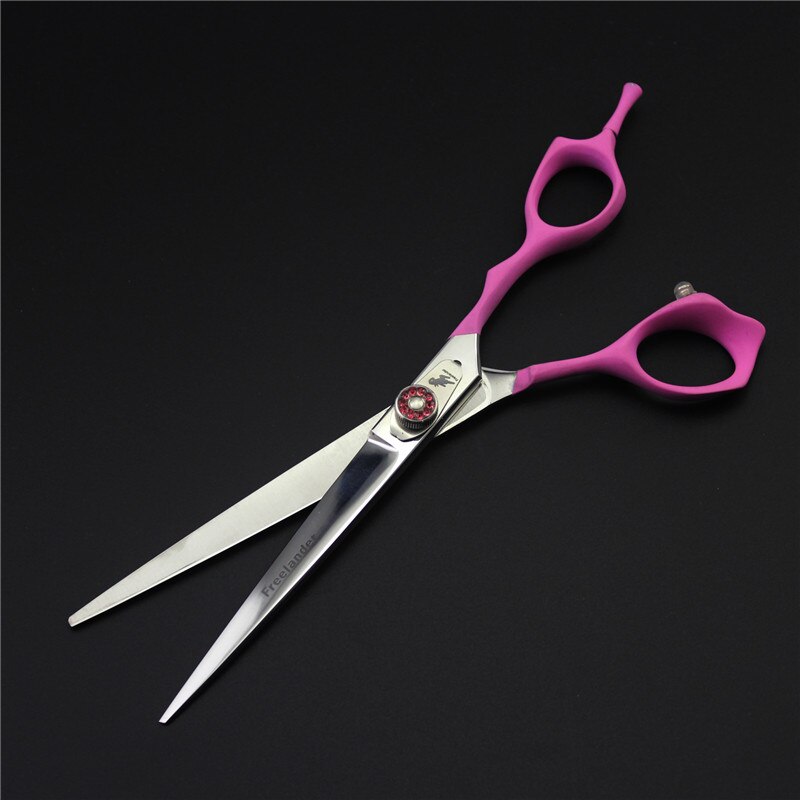 Freelander japan 440c 7.0 tommer lyserød maling håndtag high-end pet grooming saks 4 stykke sæt hårplejeværktøjer: Skære saks