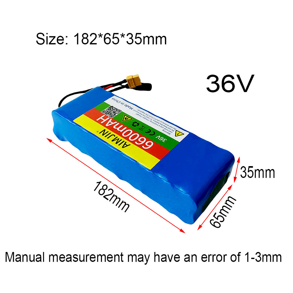 10S2P 36V 18650 6.6Ah Lithium Battery Pack Built-in BMS,For Electric 36V Scooter Bicycle