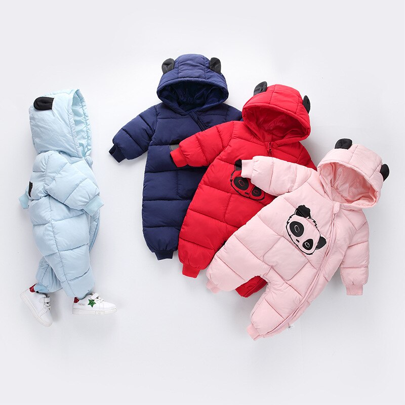 Baumwolle kleidung herbst/winter infant mädchen cartoon panda mäntel kinder baby jungen verdicken erwärmung jacke overalls