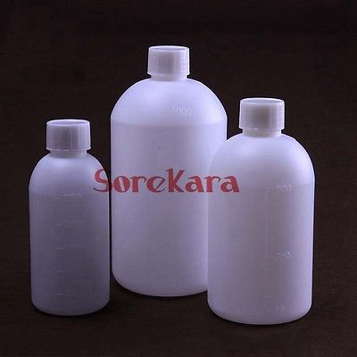 5 x 500ml White plastic Bottle Reagent Bottle Sample Vials Plastic Lid Screw Cap Screw On Cover