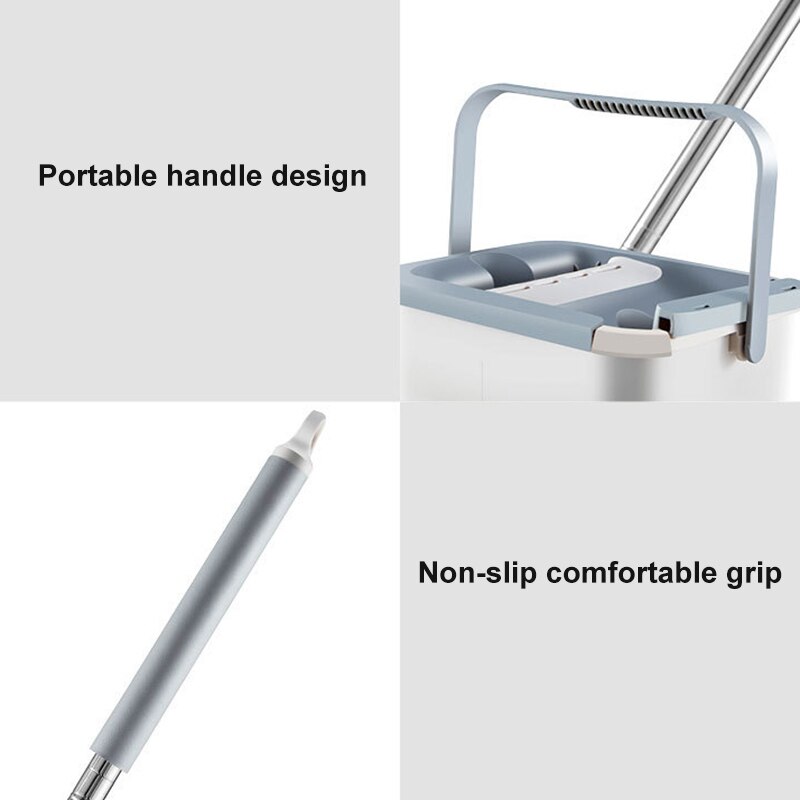Godt sundt mikrofiber fladt gulv moppe og spand sæt hjemmegulv rengøringssystem med vaskbare flad fiber moppe puder