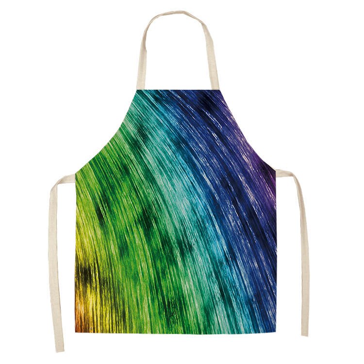 1Pc Rainbow Kleurrijke Geometrische Keuken Chef Schort Voor Vrouwen Katoen Linnen Bib Huishoudelijke Schoonmaken Overgooier Keukenschort 53*65Cm: G