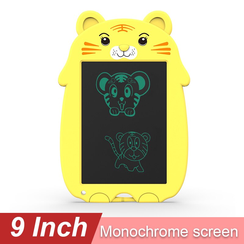 9- inch lcd writing tablet drawing toy, colorful cute cardboard shaped doodle drawing board pad, personalized for children: Yellow tiger ds