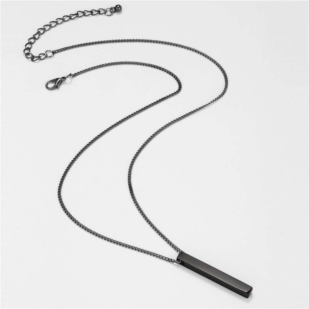 Classic rectangular pendant necklace for men, stainless steel, black color, cuban chain necklace for men, jewelry 2022