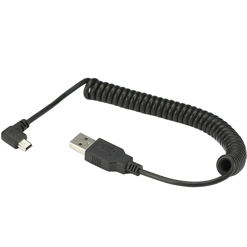 40cm usb 2.0 han til mini usb 2.0 han 90 graders vinkel, der kan trækkes op, dataladekabel: En albue