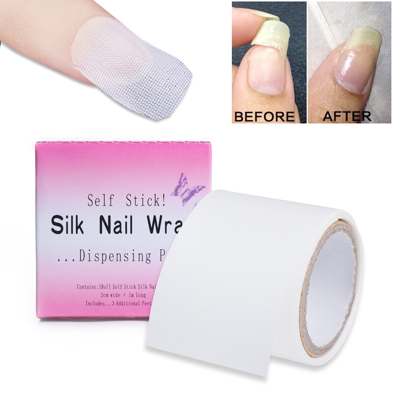 Fiber negle wrap forstærke værktøj selvklæbende silke neglebeskytter 3*100cm hvid uv gel akryl nail art værktøj