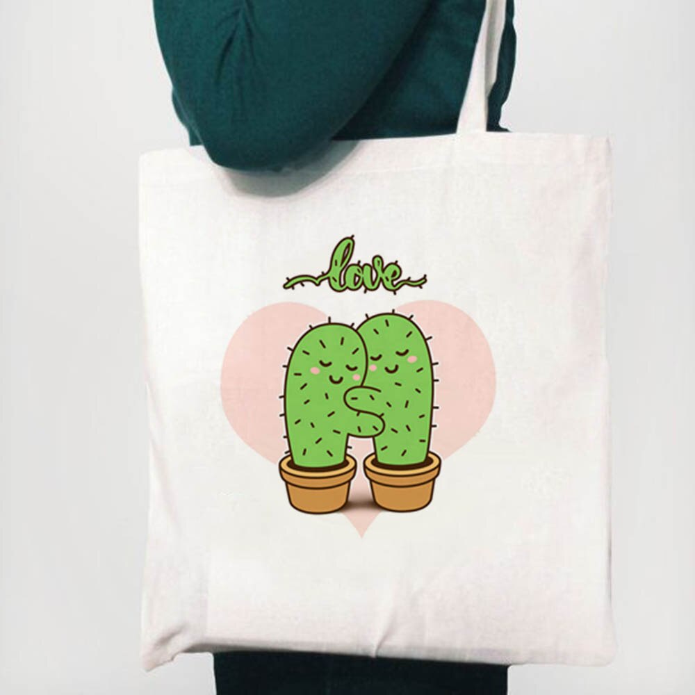 Kan ikke røre ved denne kaktus tegning udskrivning genanvendelig shopping lærred tote taske kvinde shopper studerende bog tasker kvinder taske: B1653- spsk. m
