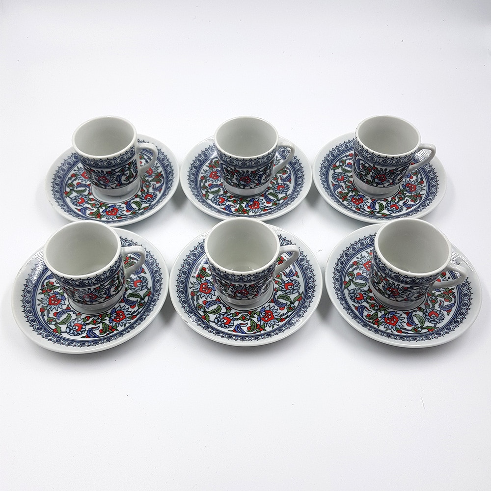 Set Van 6 Kutahya Heeft Porselein Topkapi Turkse Koffie Cups