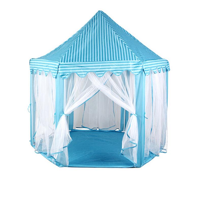 Cute Hexagon Playhouse Girls Princess Castle Children Kids Large Indoor Play Tent (Pink): Sky-blue