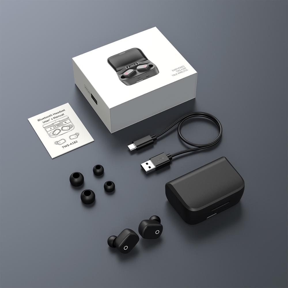 Casque sans fil Bluetooth avec micro TWS écouteur contrôle tactile 9D casque stéréo IPX7 étanche Sport écouteurs affichage de LED