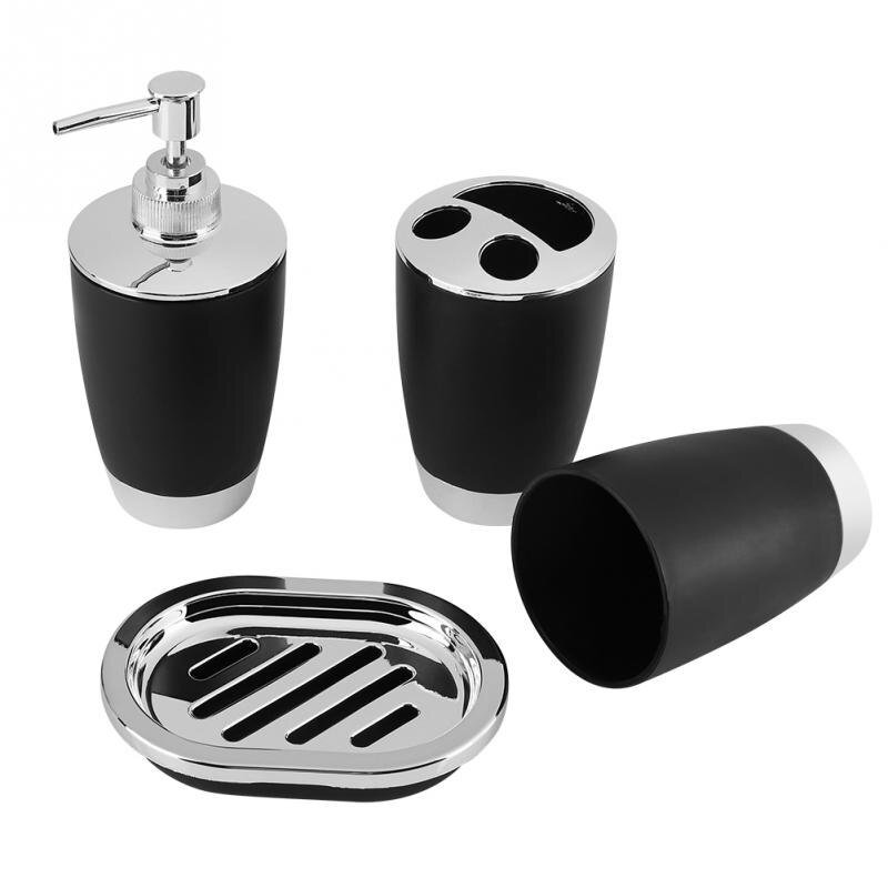 Set de 4 unidades de accesorios para baño, Set de jabones para el baño, Set de jaboneras con soporte para cepillo de dientes, dispensador de jabón, Set de jabones: Black