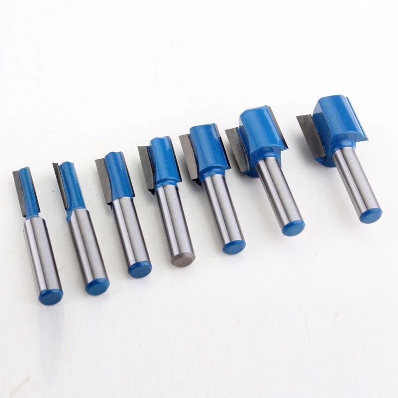 7PC 8mm Shank Straight/Dado Router Bit Set 6,8,10,12,14,18,20mm Diameter Wood Cutting Tool