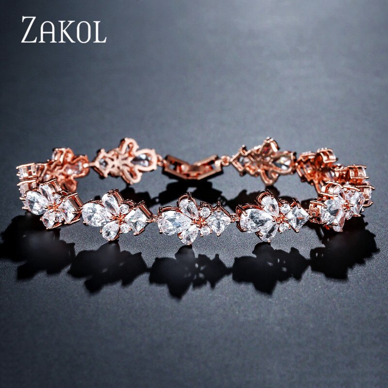 Zakolファッション幾何キュービッ女性の結婚式ディナー誕生日ドロップ無料FSBP2150: Rose Gold Color