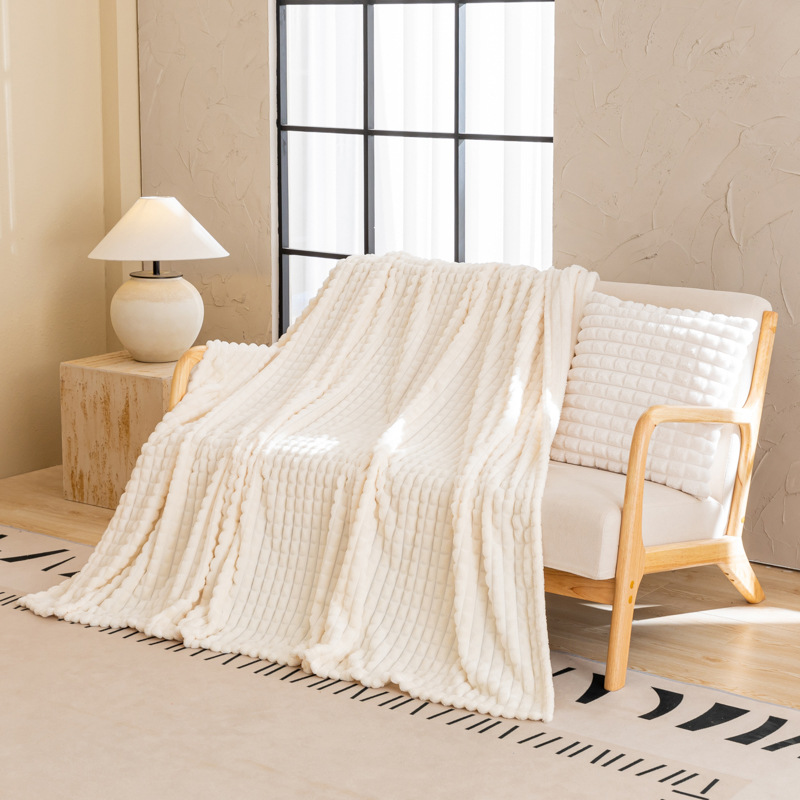 Luksuriøst jacquard taffy fleece tæppe ensfarvet multifunktionelt tæppe til sofa kontor lur aircondition: 100 x 150cm / Sort