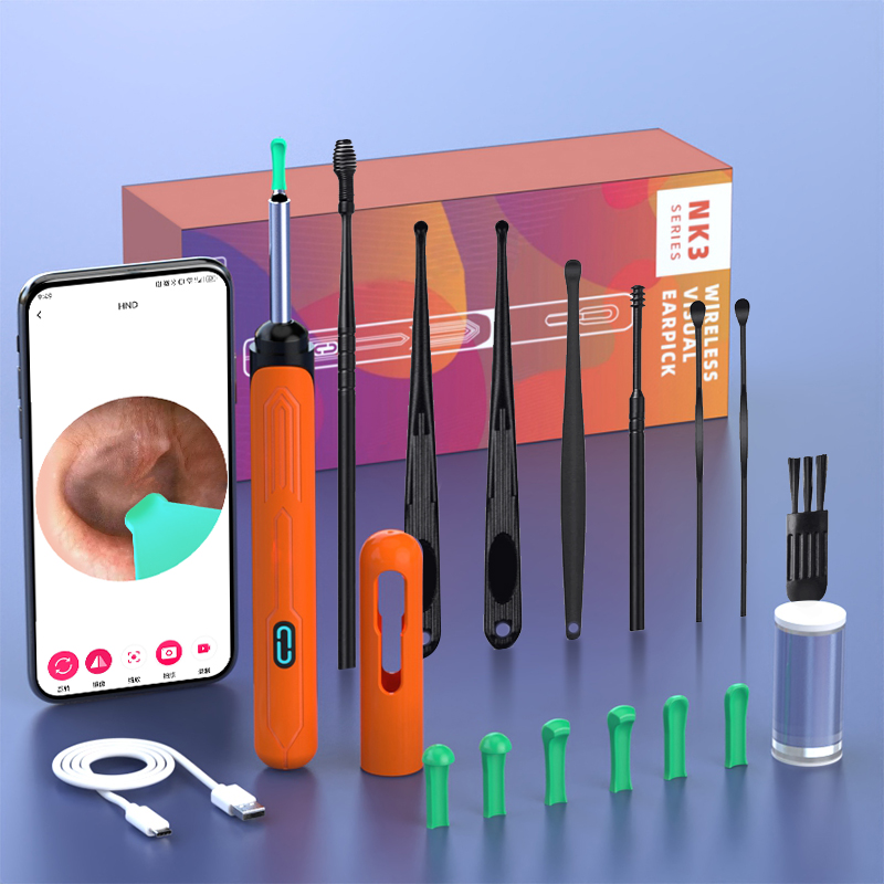 Limpiador de oídos con cámara, palos para los oídos HD, otoscopio, carga USB C, endoscopio, herramienta de eliminación de cera, palillo para los oídos, juego de limpieza de oídos NK3 Pro: Verde