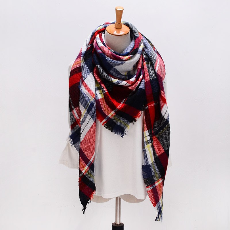Écharpe triangulaire hijab d'été pour femmes, châle de marque en cachemire à carreaux, couverture  xs027-5: Style 5