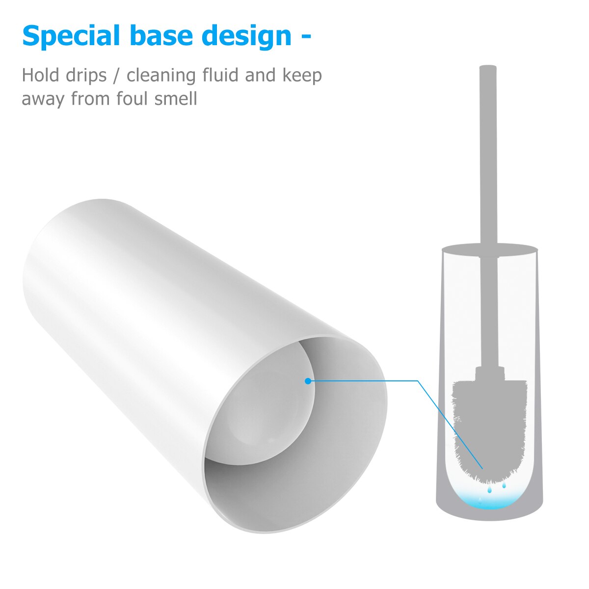 Toilet Brush and Holder Set Good Grip Compact Modern Toilet Bowl Cleaner Brush Set for Bathroom (White)