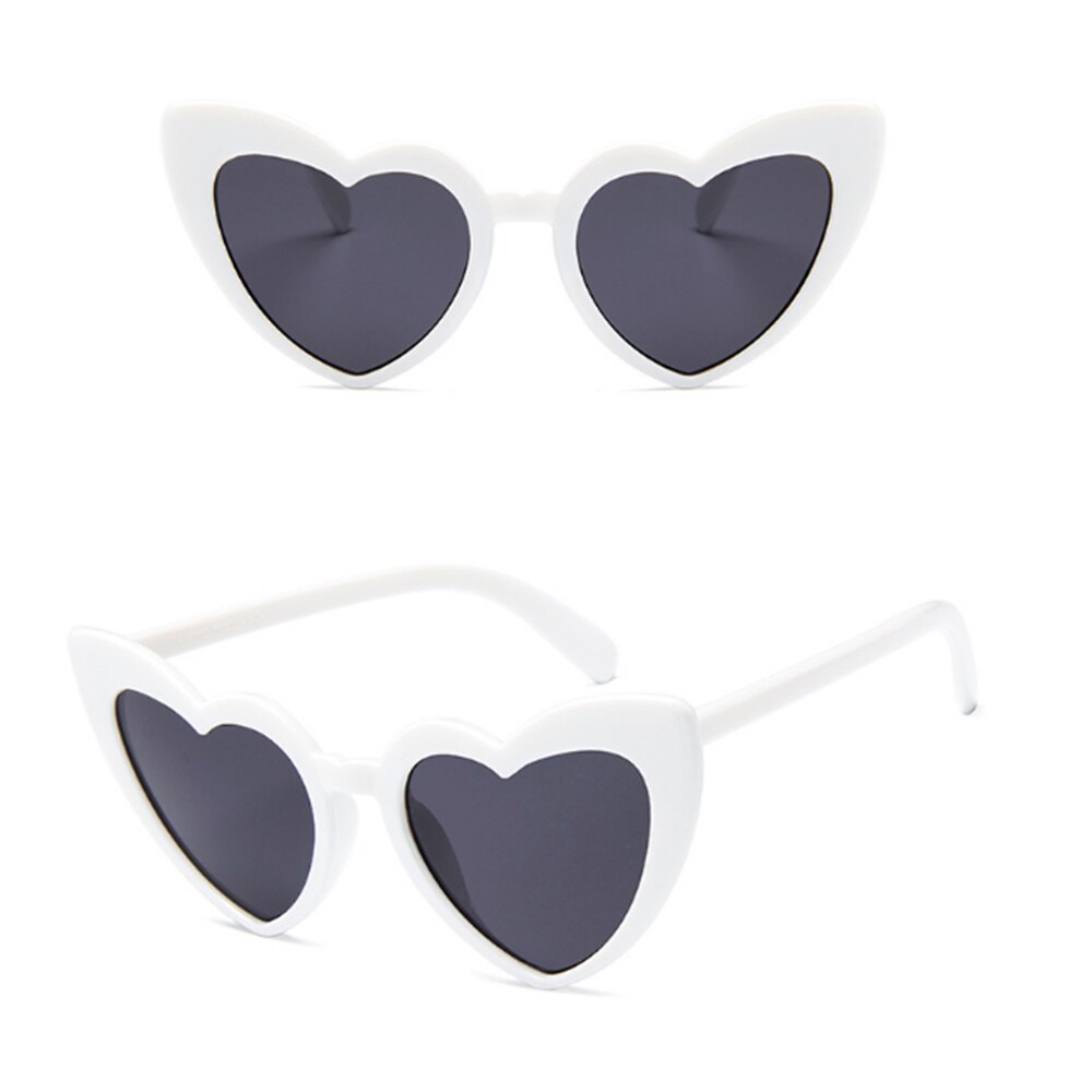 Hjerte solbriller kvinder mærke cat eye solbriller retro kærlighed hjerteformede briller solbriller  uv400 rejsetilbehør: Hvid