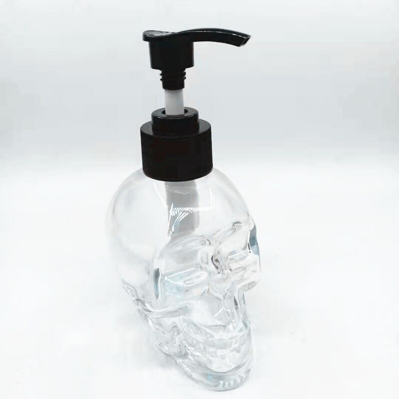 NEWYEARYEAR schädel Hand waschen flüssigkeit Abfüllung seife Spender Glas Kreative Emulsion flasche edelstahl presse kopf Schlecht