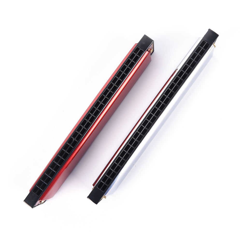 24 Hole Key Of C Play Harmonica Tremolo Harmonica Mouth Organ Double Row For Blues Jazz Rock Folk Musical Beginner Instrument