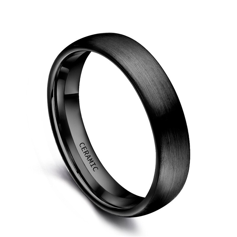 Somen 4/6/8mm Ceramic Ring Black Wedding Engagement Band Brushed Flat Comfort Fit Men Women Jewelry
