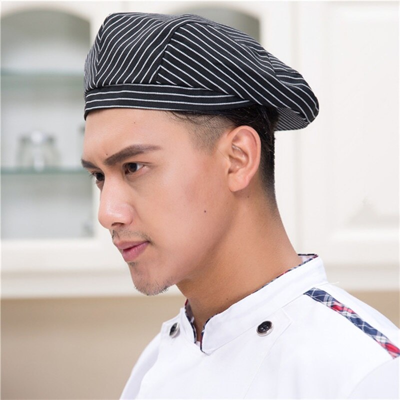 Mænd kvinder mesh patchwork kok restaurant køkken madlavning arbejdstøj hatte baret hotel bakey cafe tjener åndbar kasket 56-58cm: 13