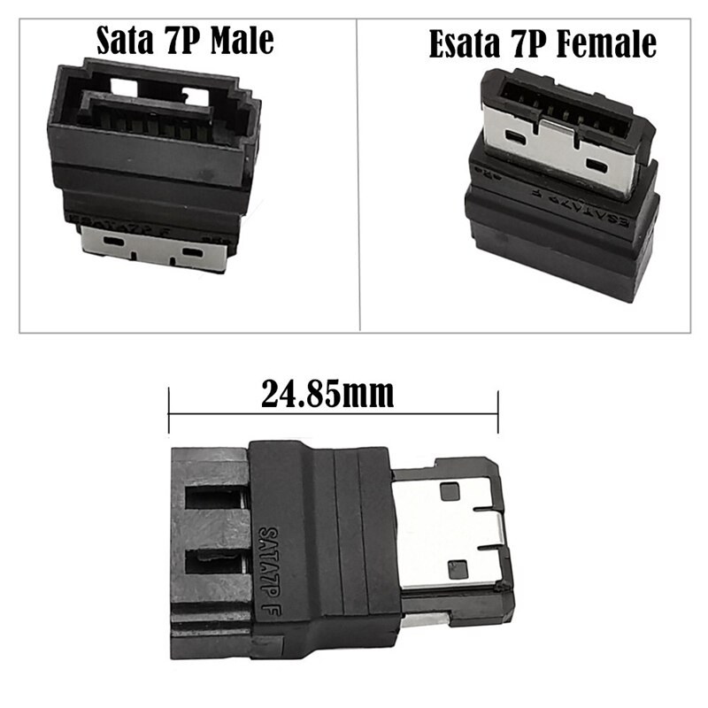 1Pcs Harde Schijf Sata 7Pin Male Naar Esata 7Pin Vrouwelijke Extender Uitbreiding Adapter Connector