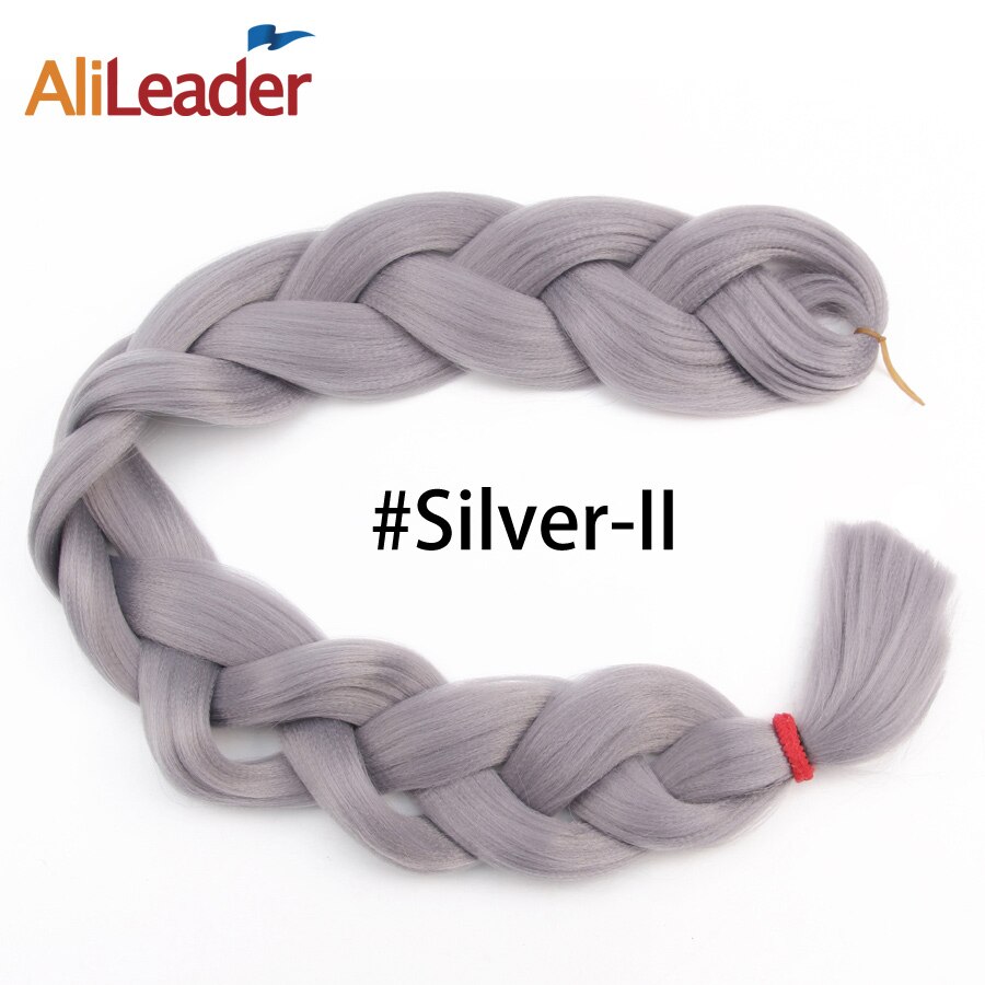 Leeons Jumbo Braid Hair Hair Extension 165g Rainbow Hair Braiding White Braiding Hair Colors Silver Box Braid Hair: silver-II