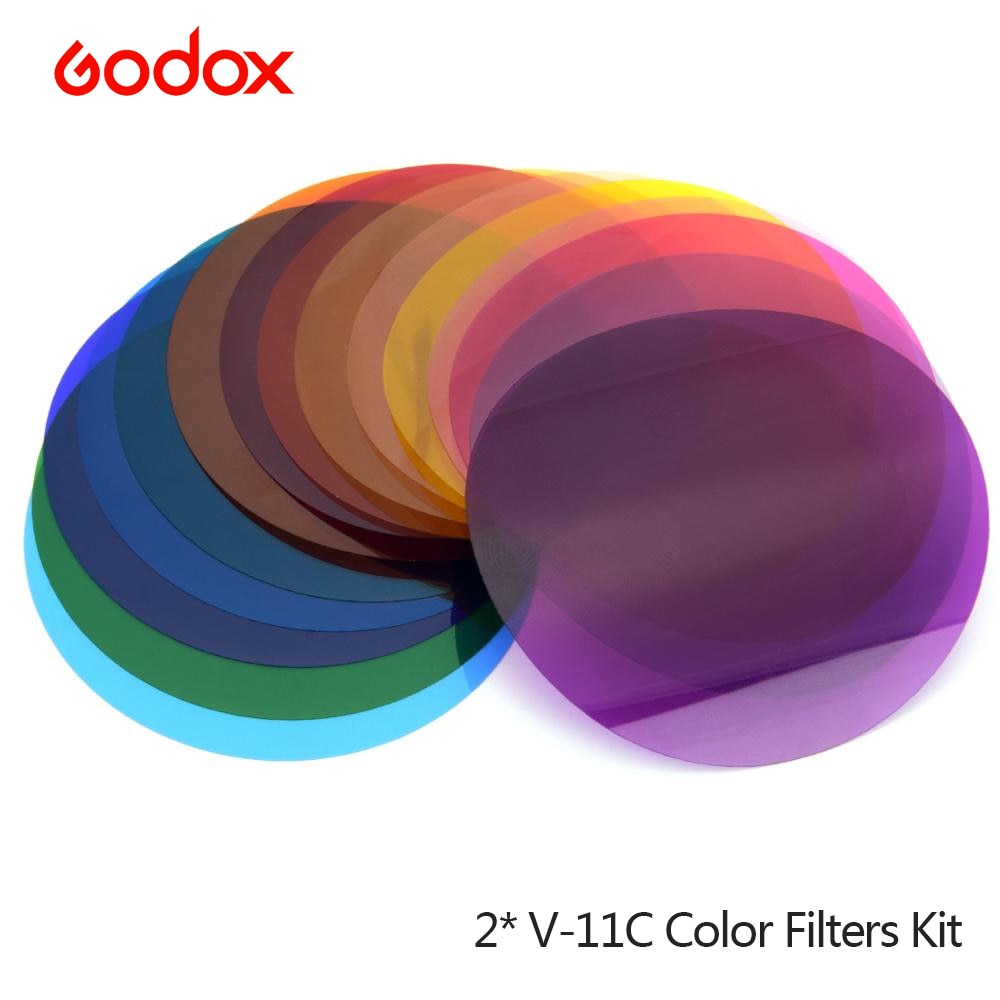 Godox V-11C filtros de cor kit em filtros de câmera cabeça redonda pisca 15 cores diferentes * 2 para godox v1 série acessório