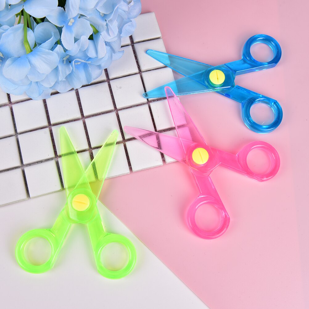 Mini Safety Plastic Scissors Round Head Safety Scissors Stationery Student Kids DIY Paper Cutting School Supplies Random Color