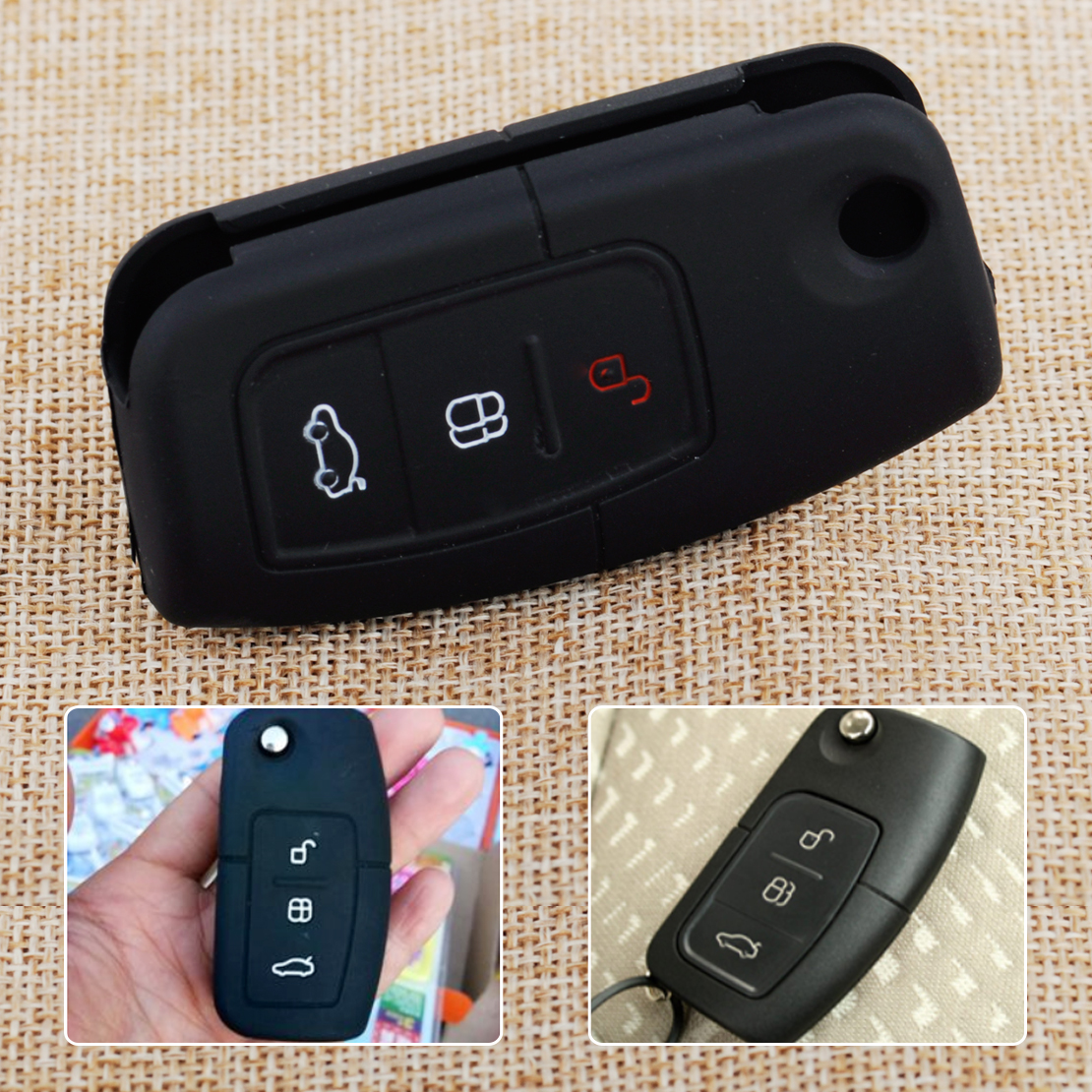Citall 3 Button Afstandsbediening Sleutelhanger Case Shell Silicone Cover Voor Ford Focus MK2 Fiesta Mondeo Kuga C-Max S-Max Flip-Open Sleutel Alleen