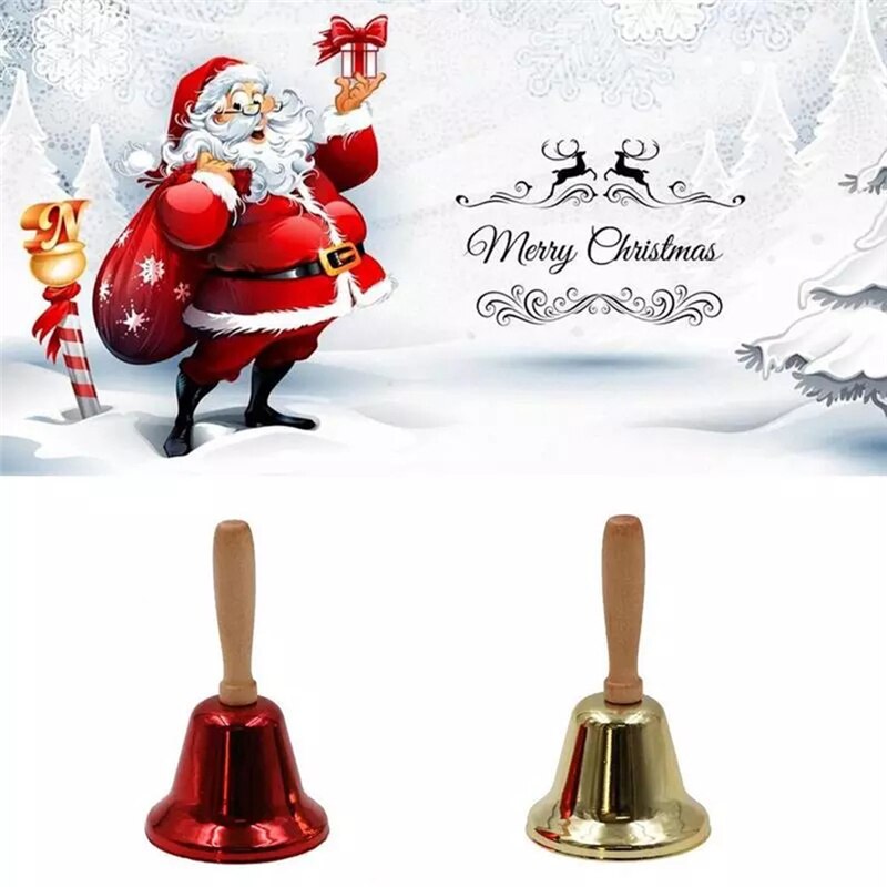 Metal Christmas Hand Bell Noble Reception Dinner Party Decor Jingle Bells Xmas Year Santa Party Celebrate Rattle Bells