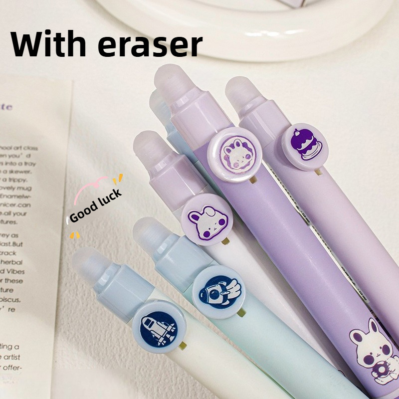 4pcs Cute Erasable Pen Blue Ink Soft Pen Grip Writing Smooth Quick-Drying Pens Lapiceros Studying Accessories