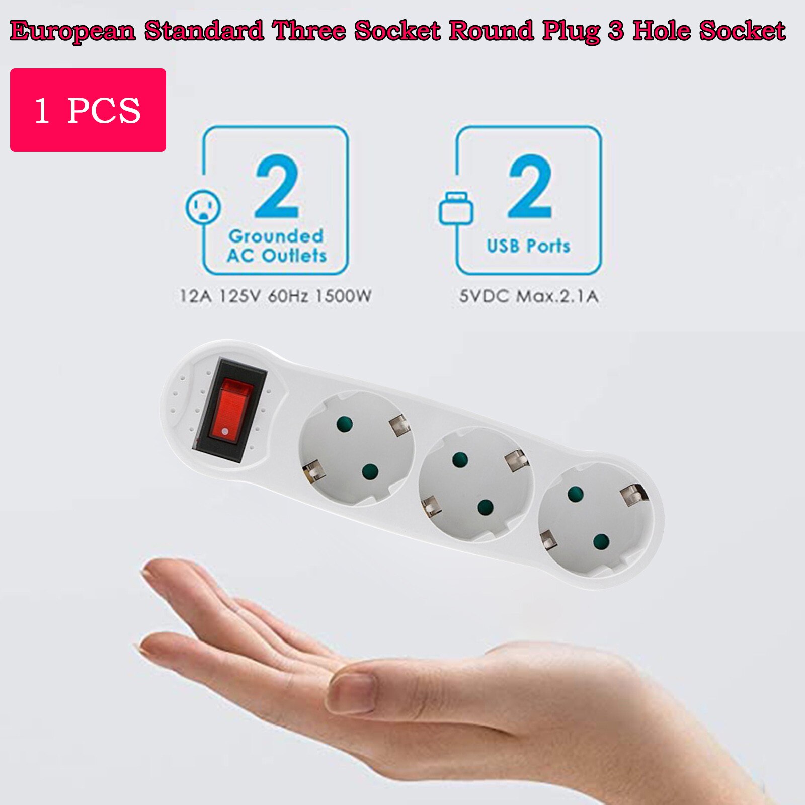 Kitchen Table Electrical Socket Desktop Sockets Power European Standard Three Socket Round Plug 3 Hole Socket With Switch On Off