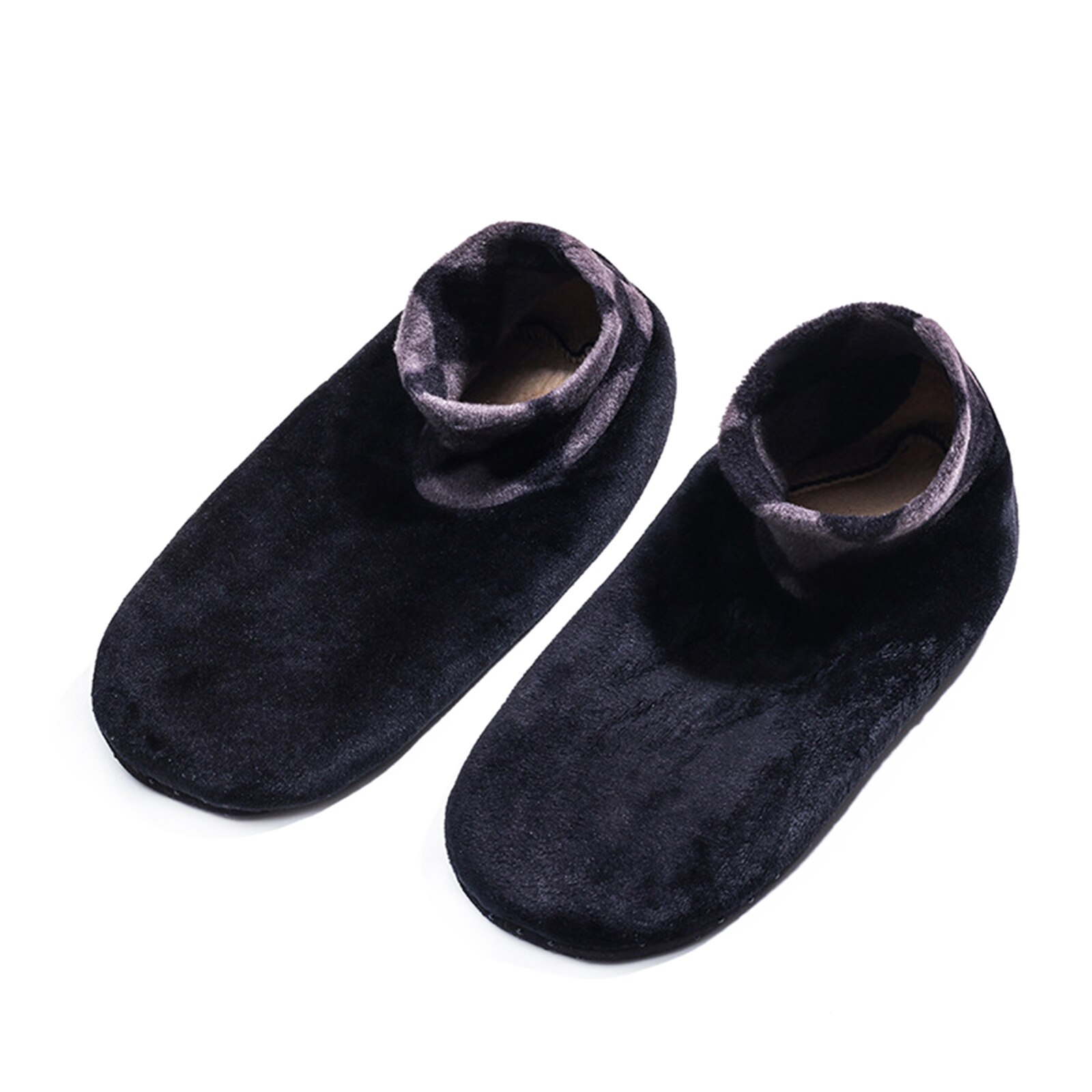 Non Slip Socks Tile Wood Floors Anti-Skid Crew Grip Socks Warmth And Velvet Thickening Autumn And Winter For Adults: black for man