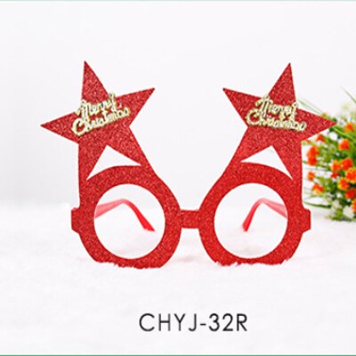 Jul fest dekorasjon søte tegneserie briller ramme glitret briller ingen linse for barn voksne xmas: Gråte -32r