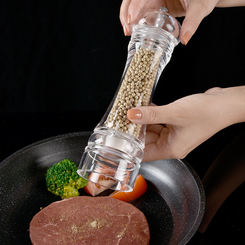 Acrylic Combo Pepper Mill and Salt Shaker with Adjustable Coarseness Ceramic Mechanism Easy to Use