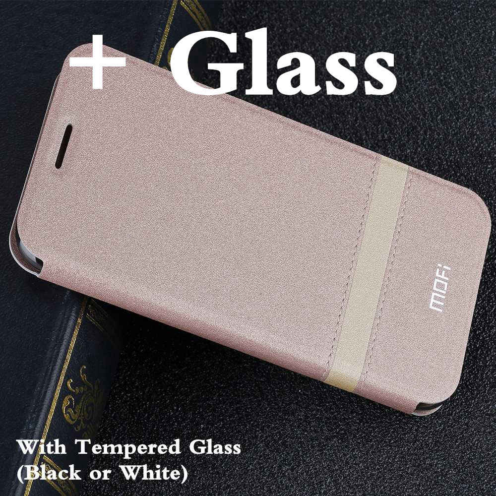 MOFi Flip Cover for Xiaomi Pocophone F1 Case for POCO F1 TPU Coque for Xiomi Mi Global Silicone Housing Folio Capa: Rose Gold with Glass