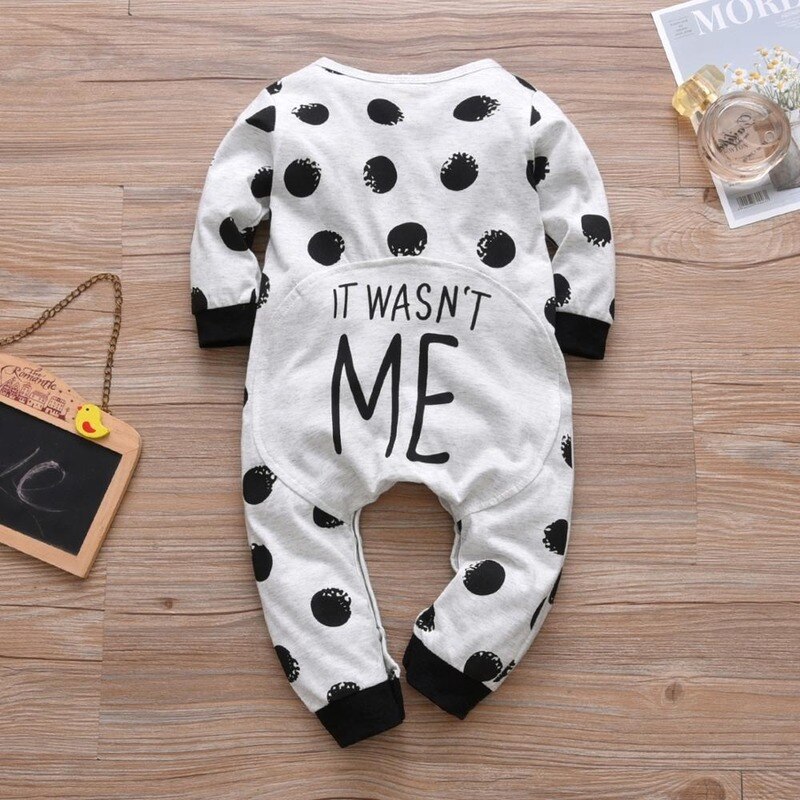 Baby Boys Girls Romper Infant Clothes Long Sleeve Letter IT WASN'T ME Jumpsuit Autumn Baby Clothing Toddler Outfits