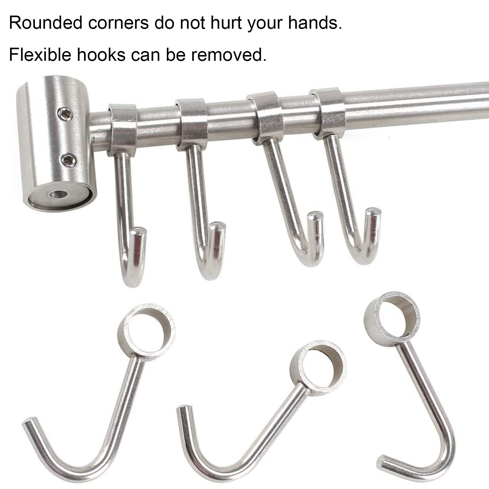 40# Stainless Steel Kitchen Utensil Rack With 7 Hook Furniture Bathroom Wall Rail Hanger Hooks for Kitchen Tools Pot Towel