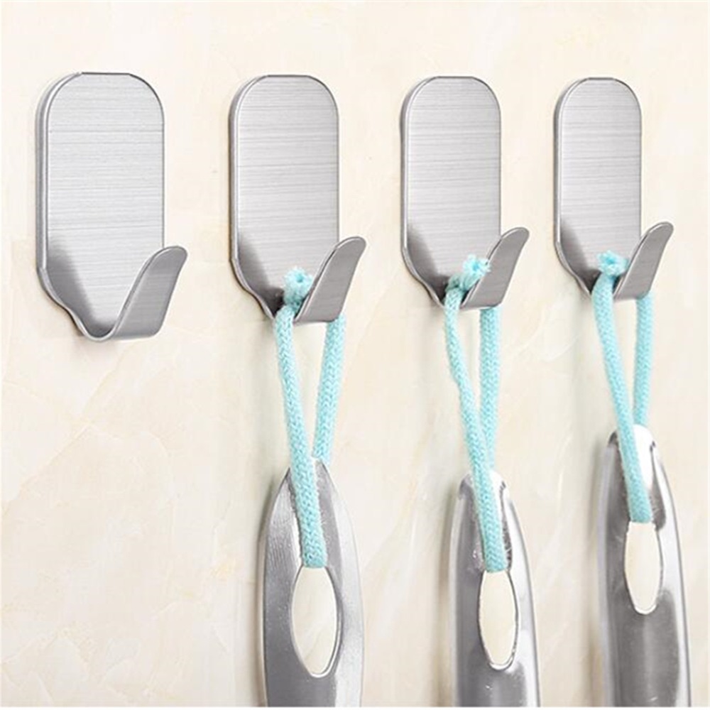 SUS 304 Stainless Steel Bathroom&amp;Kitchen Wall Hook Self-adhesive Wall Door Clothes Coat Hat Hanger Waterproof Towel Hooks