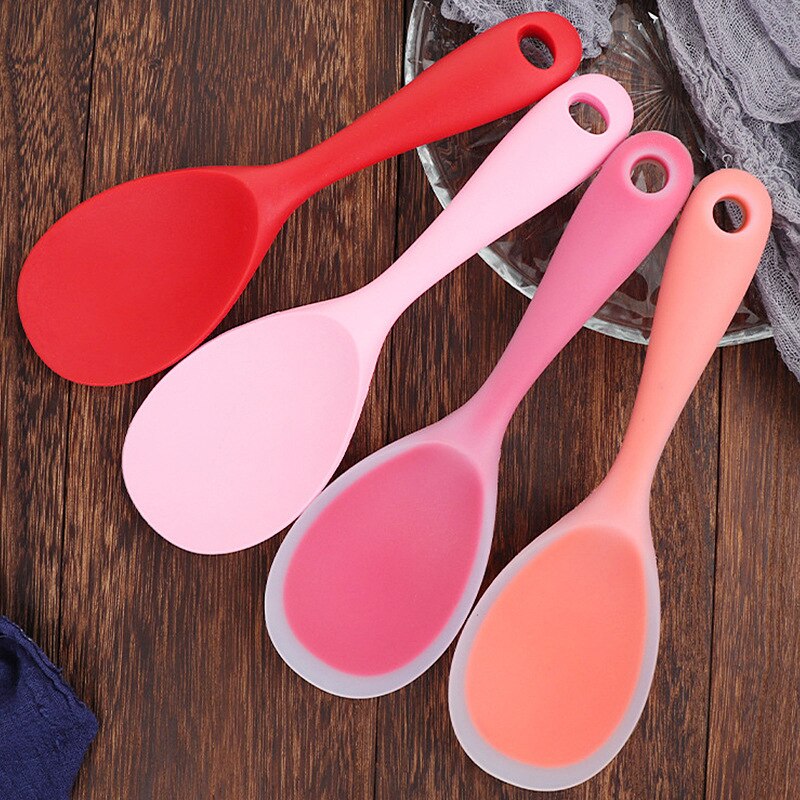 Silicone Rice Spoon Non Stick Paddle Heat Resistant Comfortable Grip Spoons for Rice Mashed Potato Kitchen Tool Kitchenware