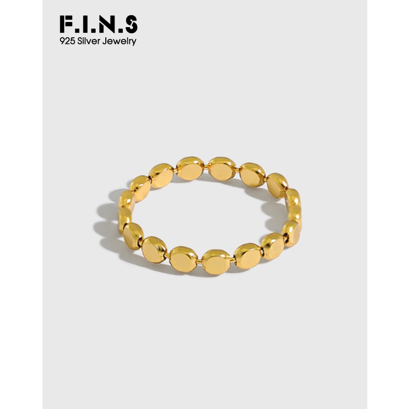 F.I.N.S Minimalist Fine Jewelry Geometric Flat Round Beads S925 Sterling Silver Ring Simple Stackable Silver Finger Ring 925
