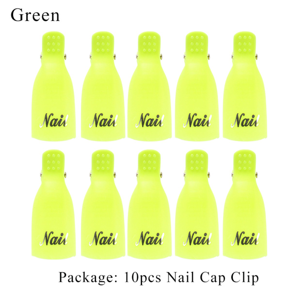 10 pc plastique Nail Art tremper Clips capuchon Gel vernis à ongles dissolvant Clips ongles dégraissant nettoyant manucure ongles outil LAND136: Green