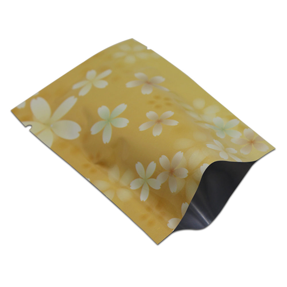 300Pcs 6x9cm Bunte Aluminium Folie Verpackung Tasche Snack Kaffee Lagerung tasche Lebensmittel Grade Mylar Pouch Open top Wärme Dichtung Vakuum Tasche: Yellow Flower